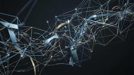Abstract data visualization showing connected data systems